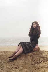 GEM 2PC COLLAR CREW NECK SWEATER WITH WRAP SKIRT